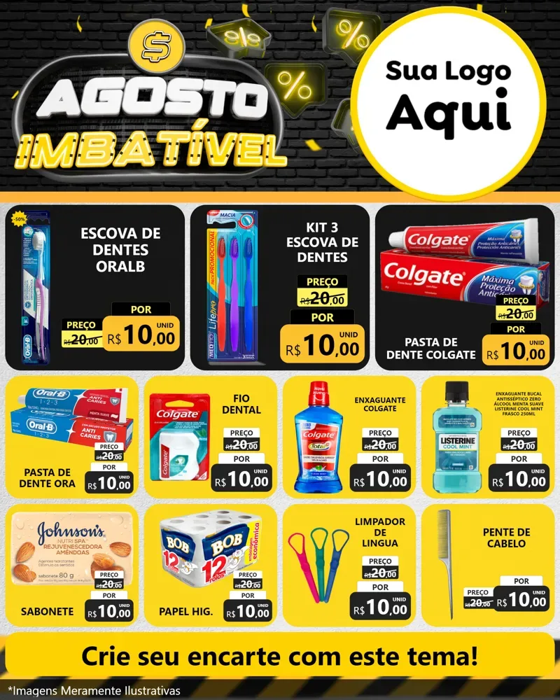 Modelo de Rede Social para Feed Instagram com o tema Agosto Imbatível para Higiene Pessoal