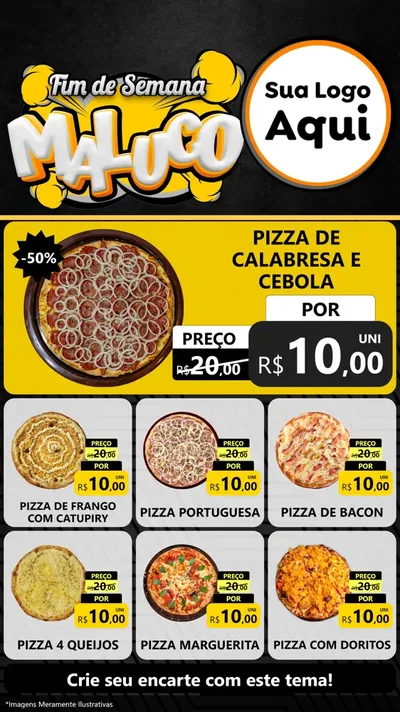 Modelo de Rede Social para Stories com o tema Fim de Semana Maluco para Pizzaria