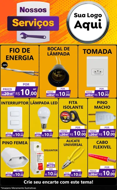 Modelo de Encarte para Encarte Grande com o tema Nossos Serviços para Materiais Elétricos