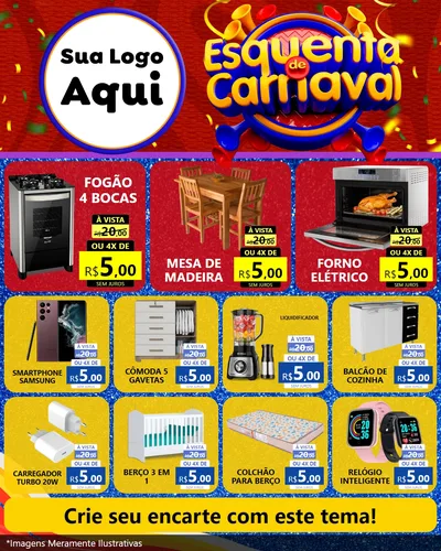 Modelo de Rede Social para Feed Instagram com o tema Esquenta de Carnaval para Móveis e Eletro