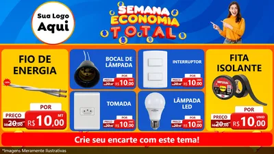 Modelo de TV para TV Horizontal com o tema Semana Economia Total para Materiais Elétricos