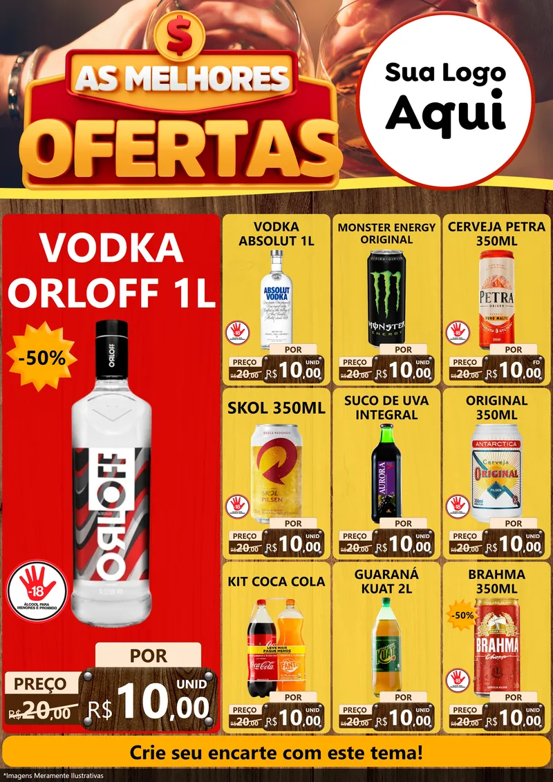 Modelo de Encarte para Encarte A4 Vertical com o tema As Melhores Ofertas para Distribuidora de bebidas