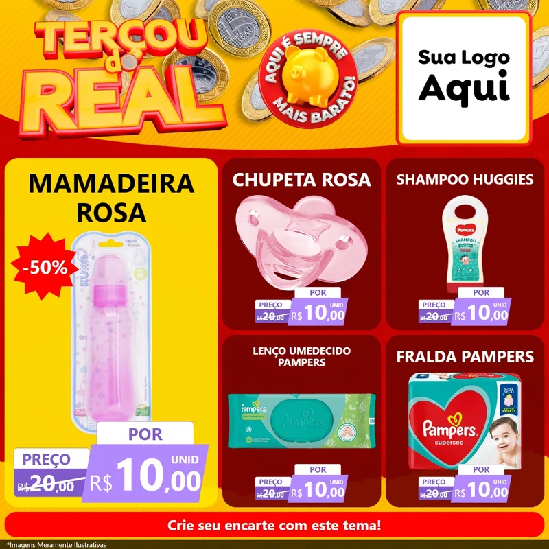 Modelo de Rede Social para Feed Facebook com o tema Terçou do Real para Bebês