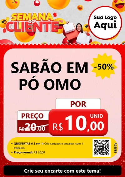 Modelo de Cartaz para Cartaz A4 Vertical com o tema Semana do Cliente para Produtos de Limpeza