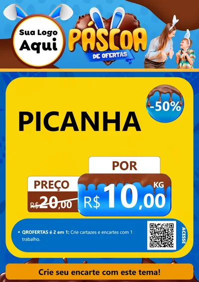 Modelo de Cartaz para Cartaz A4 Vertical com o tema Páscoa de Ofertas para Açougue