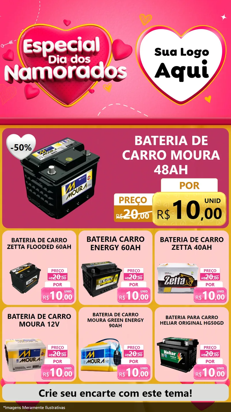 Modelo de Rede Social para Stories com o tema Especial Dia dos Namorados para Baterias Elétricas