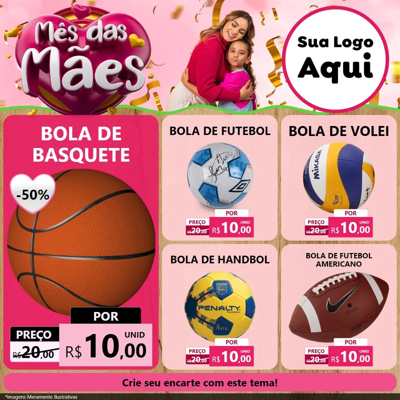 Modelo de Rede Social para Feed Facebook com o tema Mês das Mães para Artigos Esportivos