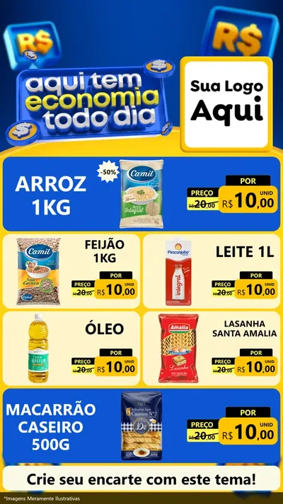 Modelo de TV para TV Vertical com o tema Aqui Tem Economia Todo Dia para Supermercado