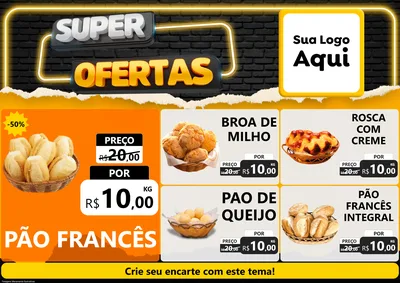 Modelo de Encarte para Encarte A4 Horizontal com o tema Super Ofertas para Padaria
