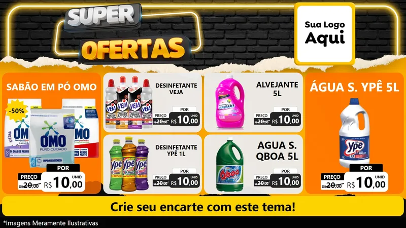 Modelo de TV para TV Horizontal com o tema Super Ofertas para Produtos de Limpeza