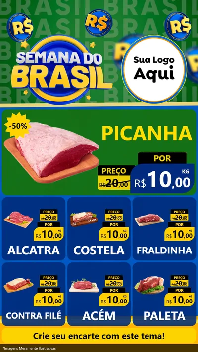 Modelo de Rede Social para Stories com o tema Semana Do Brasil para Açougue
