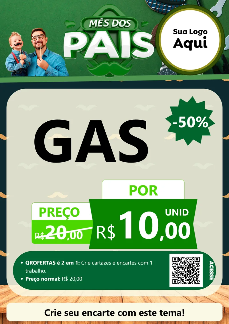 Modelo de Cartaz para Cartaz A4 Vertical com o tema Mês dos Pais para Água e gás