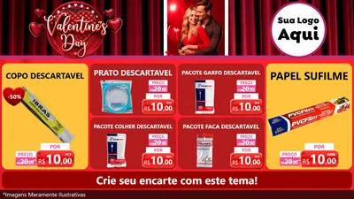 Modelo de TV para TV Horizontal com o tema Valentine's Day para Embalagens