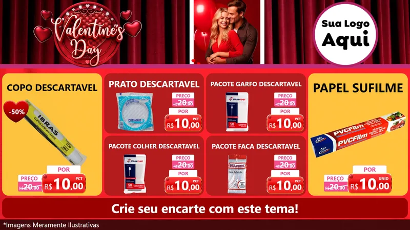 Modelo de TV para TV Horizontal com o tema Valentine's Day para Embalagens