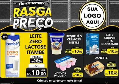 Modelo de Encarte para Encarte A4 Horizontal com o tema Fim de Semana Rasga Preço para Frios e Laticínios