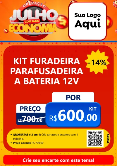 Modelo de Cartaz para Cartaz A4 Vertical com o tema Operação Julho Com Mais Economia para Maquinas e Ferramentas