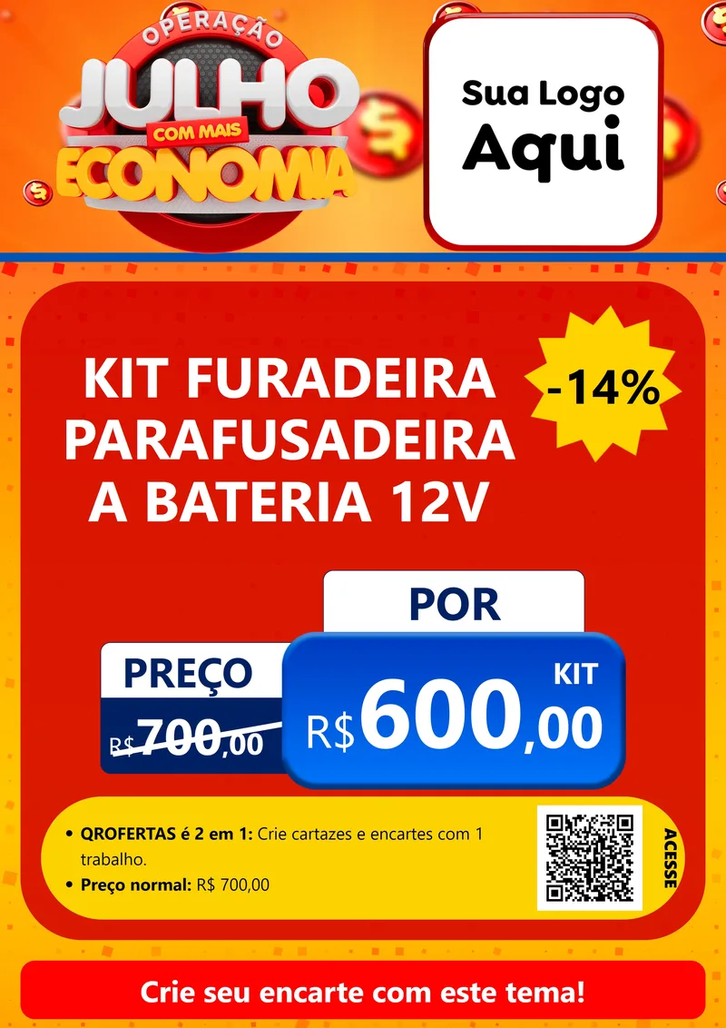 Modelo de Cartaz para Cartaz A4 Vertical com o tema Operação Julho Com Mais Economia para Maquinas e Ferramentas