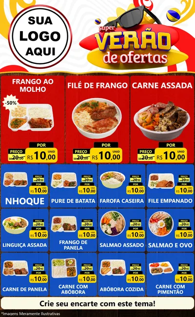 Modelo de Encarte para Encarte Grande com o tema Super Verão de Ofertas para Restaurante