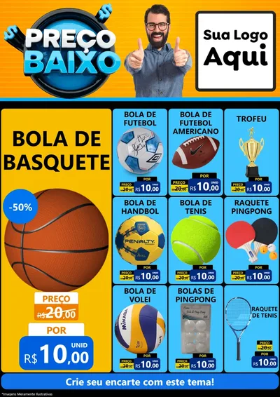 Modelo de Encarte para Encarte A4 Vertical com o tema Preço Baixo para Artigos Esportivos