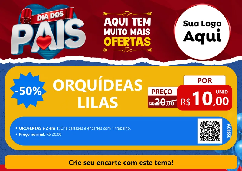 Modelo de Cartaz para Cartaz A4 Horizontal com o tema Dia dos Pais para Floricultura e jardim