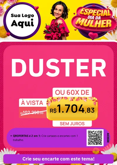 Modelo de Cartaz para Cartaz A4 Vertical com o tema Especial Dia da Mulher para Concessionaria de Carros