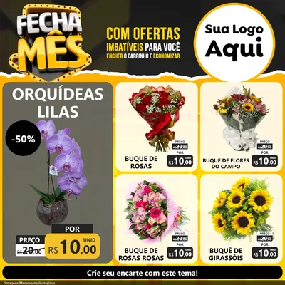 Modelo de Rede Social para Feed Facebook com o tema Fecha Mês para Floricultura e jardim