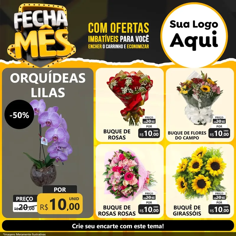 Modelo de Rede Social para Feed Facebook com o tema Fecha Mês para Floricultura e jardim