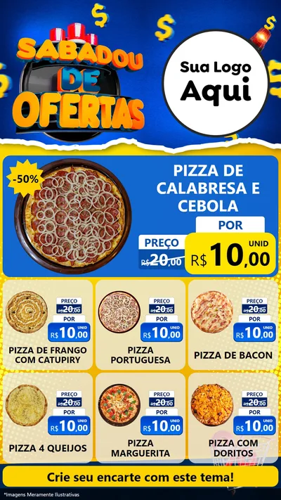 Modelo de Rede Social para Stories com o tema Sabadou de Ofertas para Pizzaria