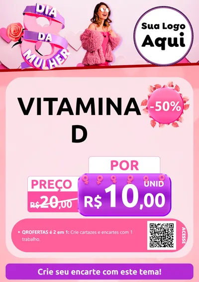 Modelo de Cartaz para Cartaz A4 Vertical com o tema Dia da Mulher para Farmácia