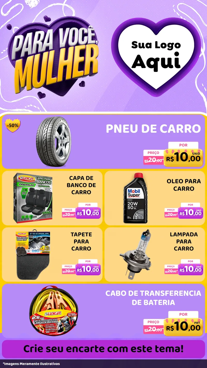 Modelo de TV para TV Vertical com o tema Para Você, Mulher para Auto peças