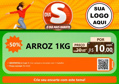 Modelo de Cartaz para Cartaz A4 Horizontal com o tema Dia S - O Dia Mais Barato para Supermercado
