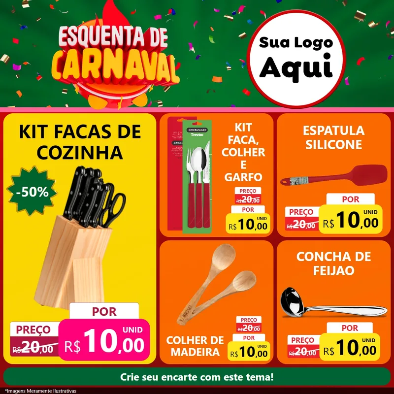 Modelo de Rede Social para Feed Facebook com o tema Esquenta de Carnaval para Utilidades Domésticas