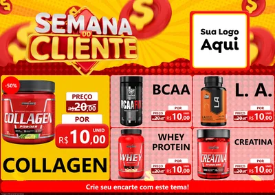 Modelo de Encarte para Encarte A4 Horizontal com o tema Semana do Cliente para Suplementos alimentares