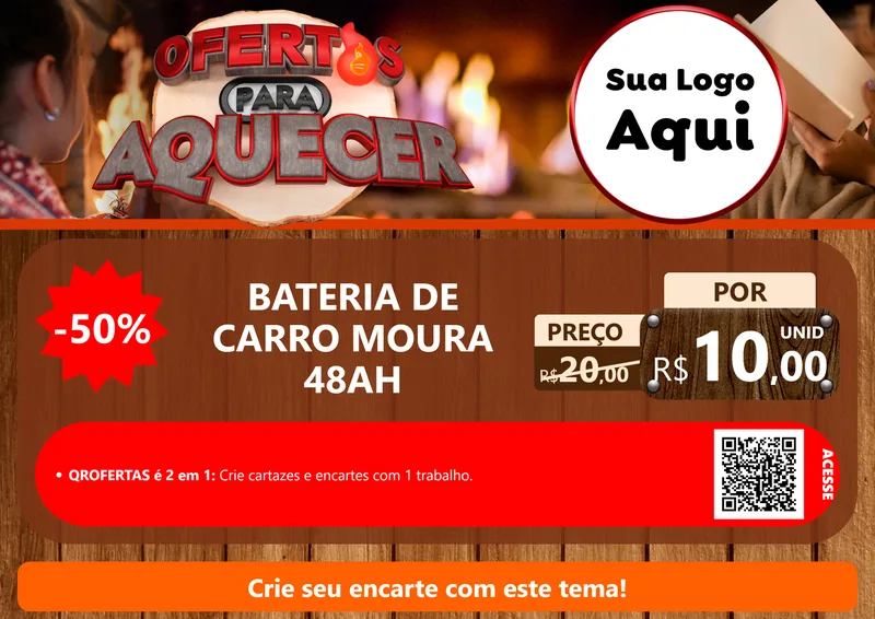 Modelo de Cartaz para Cartaz A4 Horizontal com o tema Ofertas Para Aquecer para Baterias Elétricas