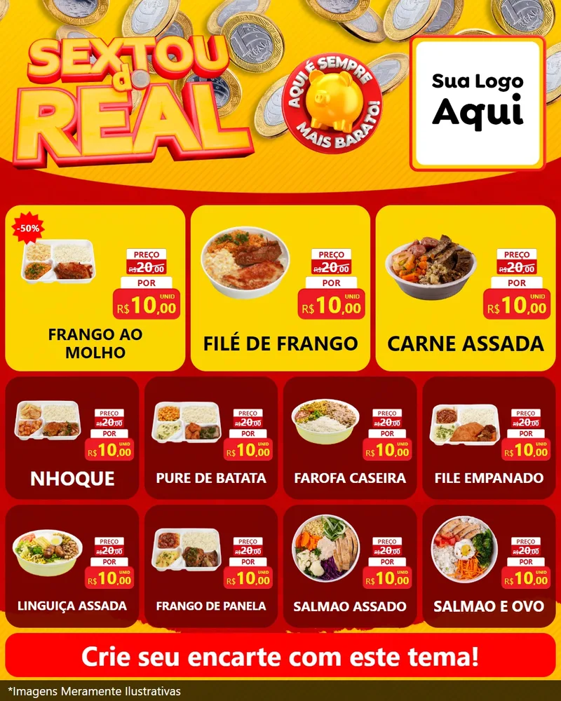 Modelo de Rede Social para Feed Instagram com o tema Sextou do Real para Restaurante