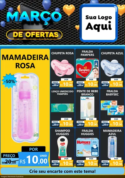Modelo de Encarte para Encarte A4 Vertical com o tema Março de Ofertas para Bebês