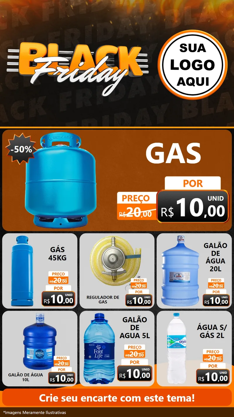Modelo de Rede Social para Stories com o tema Black Friday para Água e gás