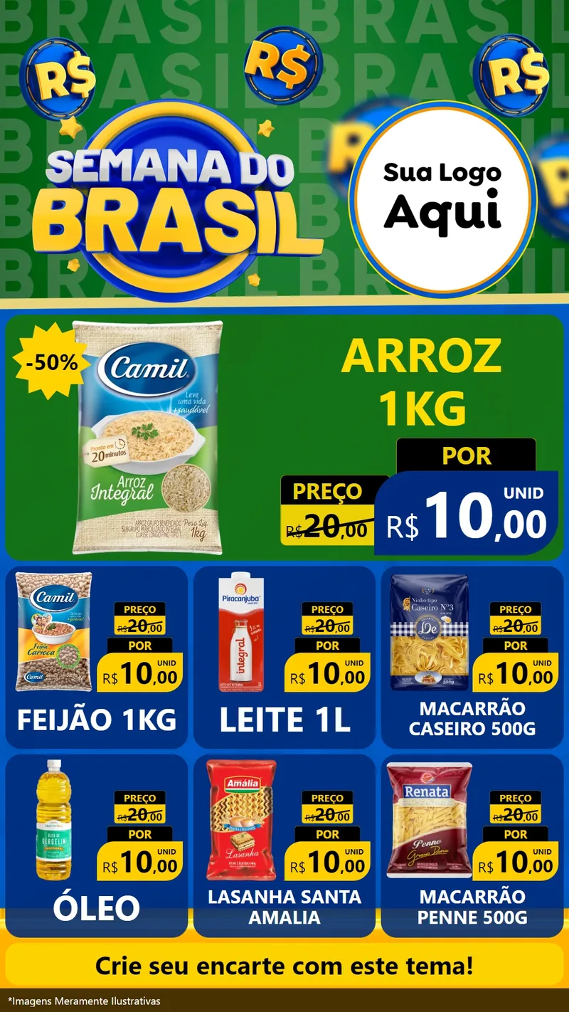 Modelo de Rede Social para Stories com o tema Semana Do Brasil para Supermercado