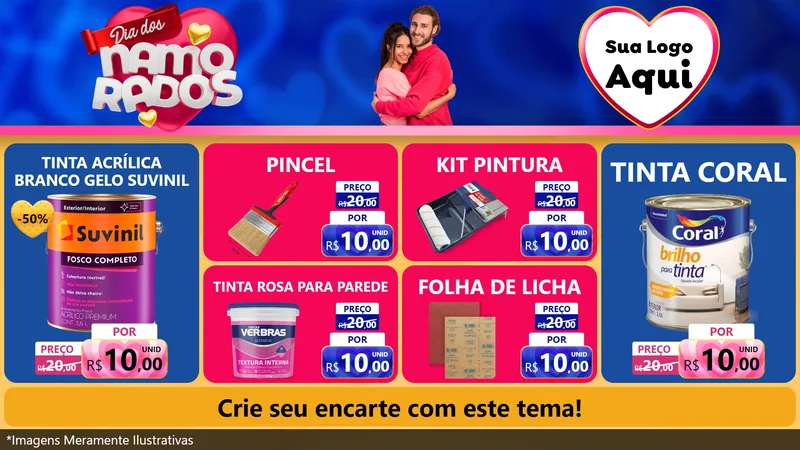 Modelo de TV para TV Horizontal com o tema Dia dos namorados para Tintas e Ferramentas