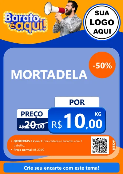 Modelo de Cartaz para Cartaz A4 Vertical com o tema Barato é aqui para Frios e Laticínios