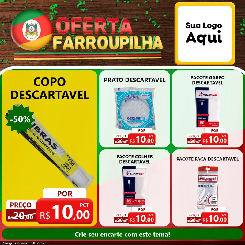 Modelo de Rede Social para Feed Facebook com o tema Oferta Farroupilha para Embalagens