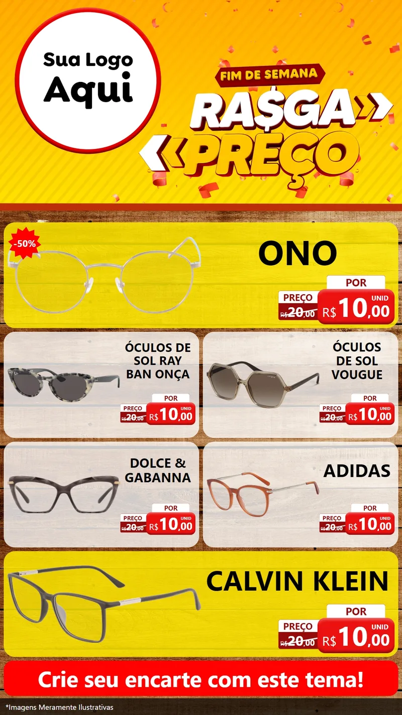 Modelo de TV para TV Vertical com o tema Fim de Semana Rasga Preços para Óticas