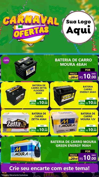 Modelo de TV para TV Vertical com o tema Carnaval de Ofertas para Baterias Elétricas