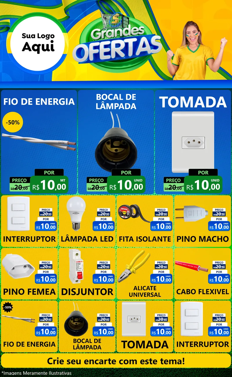 Modelo de Encarte para Encarte Grande com o tema Grandes Ofertas para Materiais Elétricos