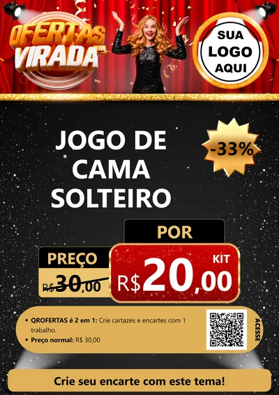Modelo de Cartaz para Cartaz A4 Vertical com o tema Ofertas da Virada para Cama, Mesa e Banho