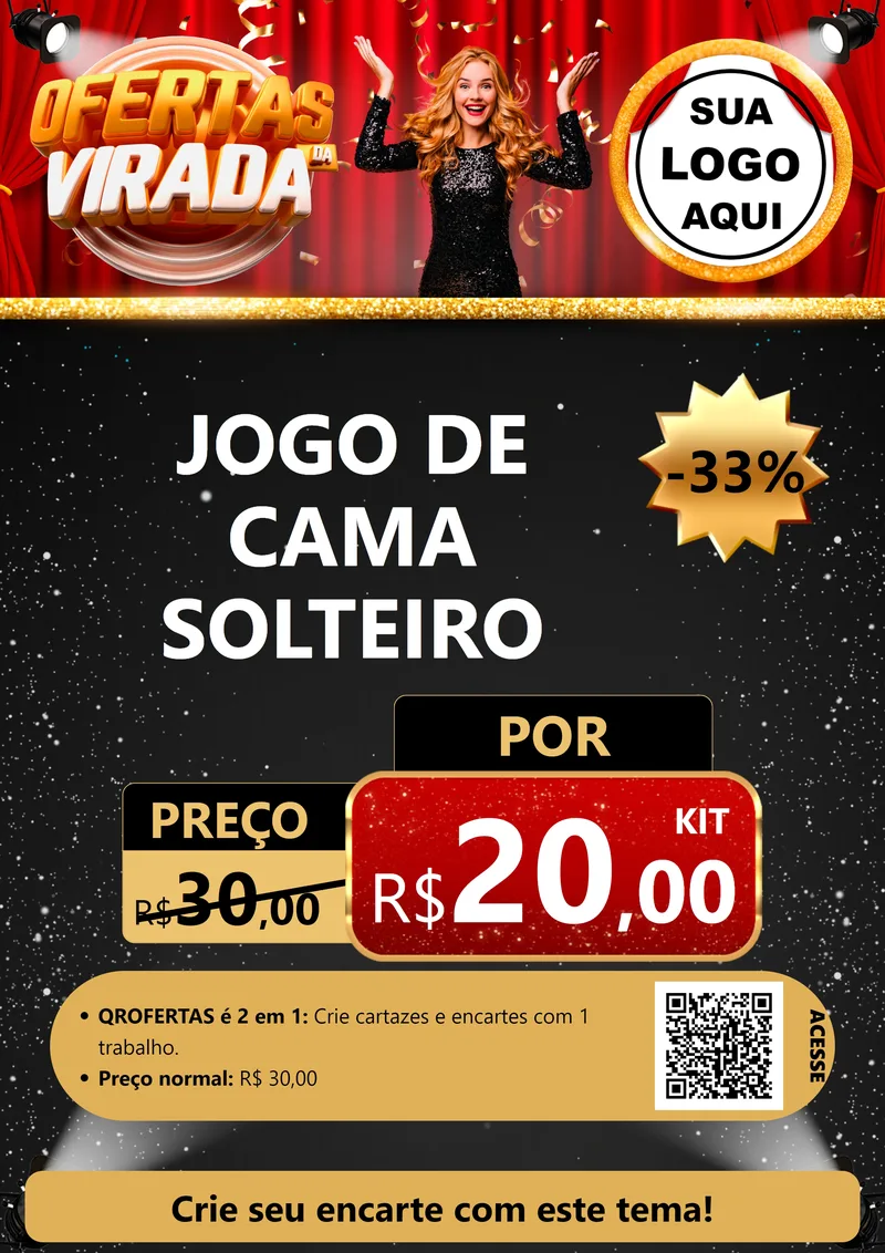 Modelo de Cartaz para Cartaz A4 Vertical com o tema Ofertas da Virada para Cama, Mesa e Banho