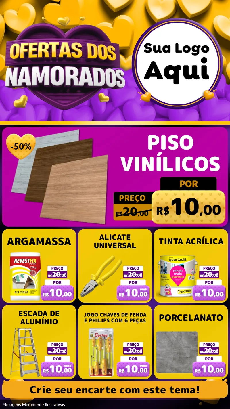 Modelo de Rede Social para Stories com o tema Oferta Dos Namorados para Material para Construção