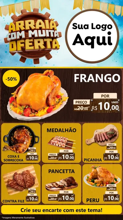 Modelo de Rede Social para Stories com o tema Ofertas de São João - Junina para Assados