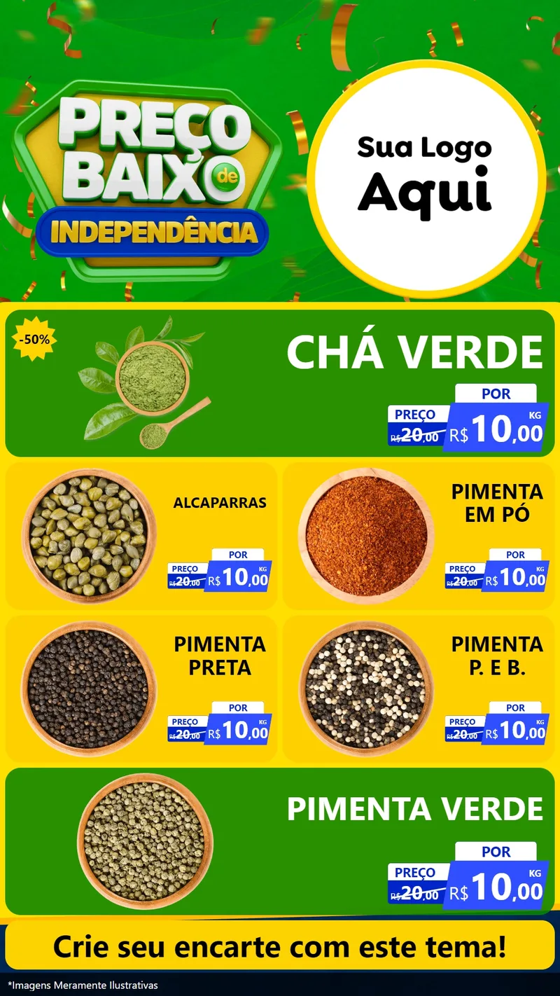 Modelo de TV para TV Vertical com o tema Preço Baixo de Independência para Produtos Naturais