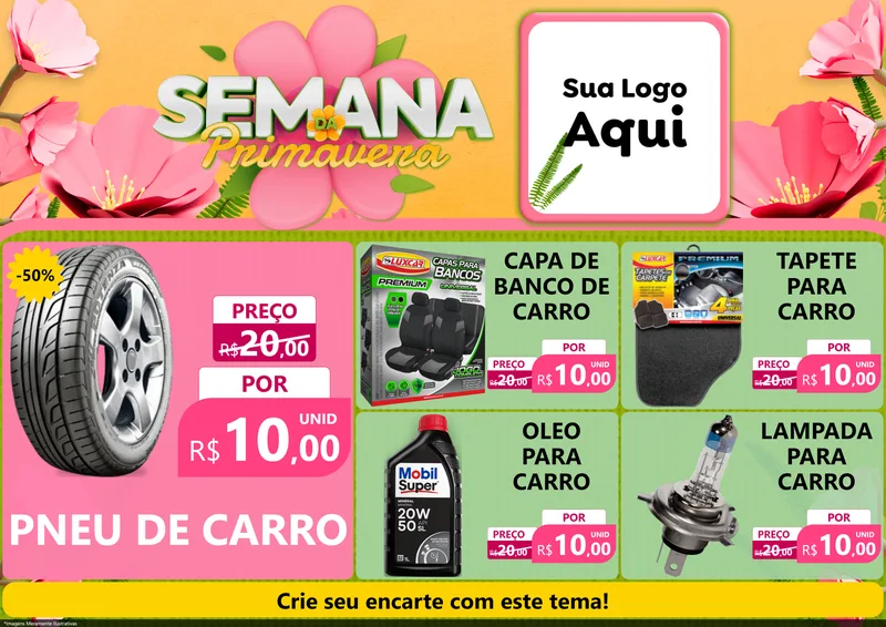 Modelo de Encarte para Encarte A4 Horizontal com o tema Semana da Primavera para Auto peças